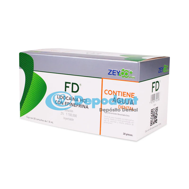 ANESTESIA FD LIDOCAINA C/ EPINEFRINA 2% CARTUCHO VIDRIO 50 PZAS ZEYCO